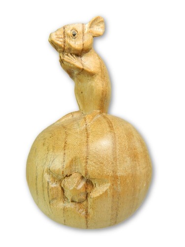 Wooden mouse carving - mouse, hand