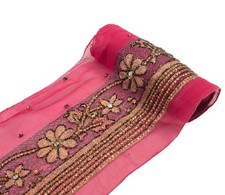 Sushila Vintage Sequins Work Saree Border Craft Sewing Trim Georgette Lace Edge