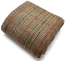 Beige Orange Wool Fabric Check
