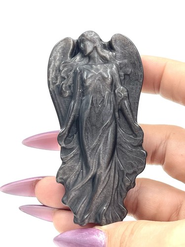 Silver sheen obsidian angel - sheen,