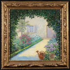 ALBERT LORIEUX (1862-1920) LARGE FRENCH IMPRESSIONIST OIL CANVAS - SUMMER GARDEN