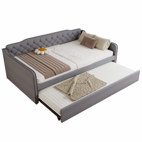 Grey velvet upholstered double - upholstered,