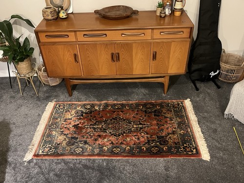 Vintage turkish rug carpet - carpet, red
