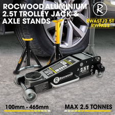 Low Profile Trolley Jack RocwooD 2.5 T Aluminium Steel & 3T Folding Axle Stands