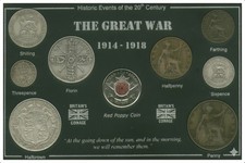 The Great War 1914-1918 Vintage WWI Veteran Remembrance Day Poppy Coin Gift Set