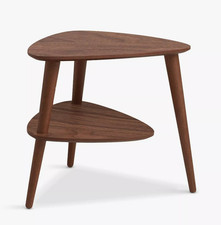 John Lewis Side Table Dark Brown Grayson Walnut 3 Leg RRP£179 Open Box