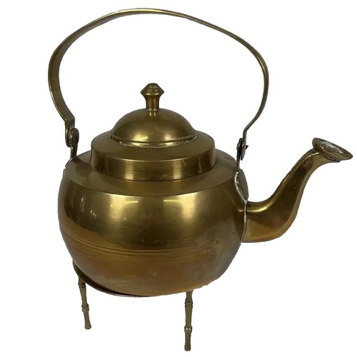 Vintage gold metal kettle - gold,
