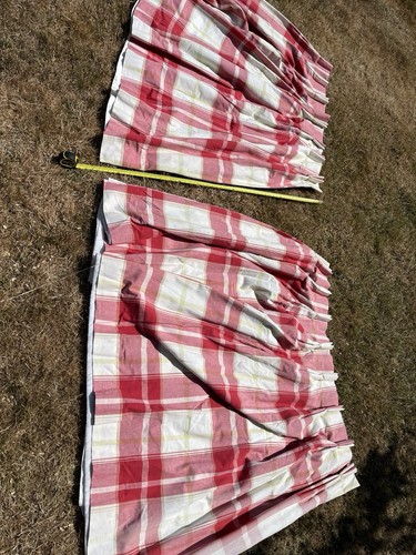 Red gingham curtains pair - red,
