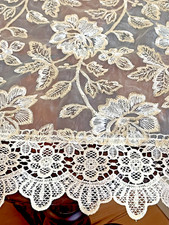 Bundle of 4 60cm Square Neutral Tablecloth cover, Table Cloth Floral Embroidery