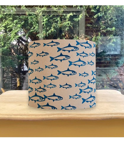 Blue fish lampshade nautical - blue,