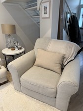 Oka style  Large Chunky Snuggle Chair In Grey Material - From Nordic Style Esher