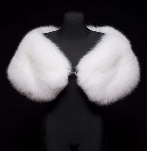 Real pure white arctic fox - white, fur
