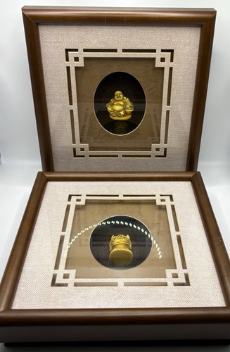 Pair framed laughing buddha - framed, 3d