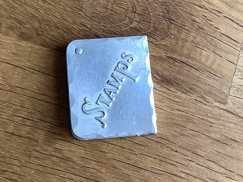 Antique aluminium stamp case - antique,