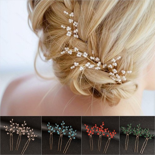 Hair pin beaded gold wedding - hair,