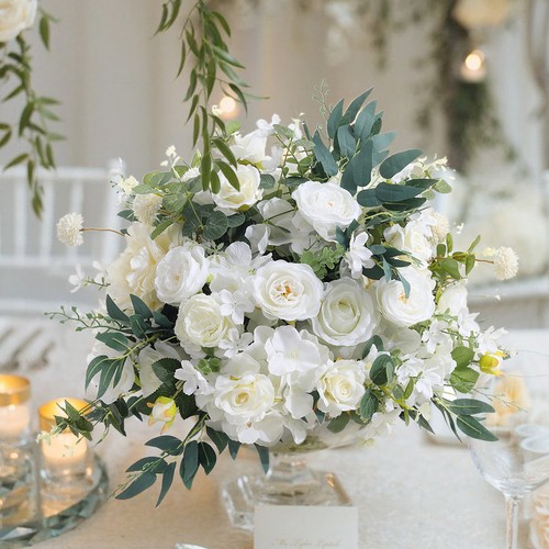 50cm white rose artificial - white,