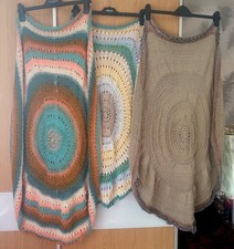 HAND KNITTED CIRCULAR BLANKET X 3 throw round shawl table cloth vw camper boho