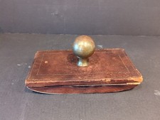 ANTIQUE LEATHER & BRASS HANDLE