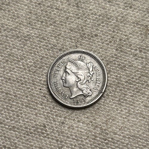 1865 three cent nickel - nickel,, choice