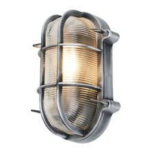 Litecraft Remy Wall Light Outdoor IP44 Rated Caged Oval Bulkhead Fitting- Silver