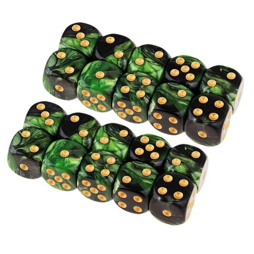 Pack sided game dice - 20, 6-sided