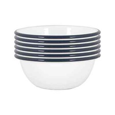 6x White Enamel Bowls Metal