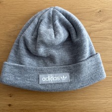 Adidas Originals Trefoil Fold over Beanie Hat Grey Excellent Condition