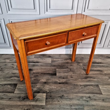 Retro Vintage Wooden Hall Console Desk Lamp Table – 2 Drawers Mid Century Style