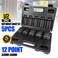 Car 12Point Axle Hub Nut Deep Impact Socket Set, 5pcs 30mm/32mm/34mm/35mm/36mm