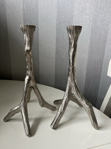 Large silver candlesticks - silver,