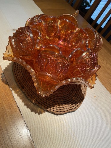 Glass punch bowl stand with - punch,
