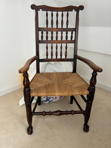 Antique elbow chair rush - antique,