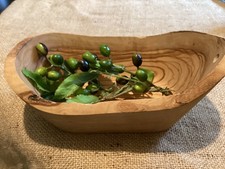 oval olive wood serving bowl