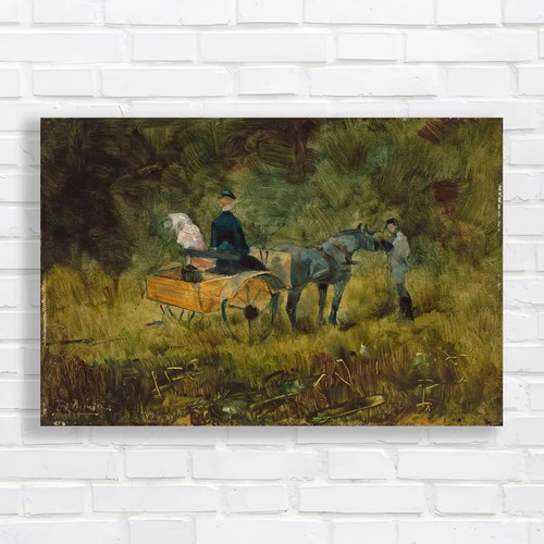 Horse drawn wagon - horse-drawn, forest