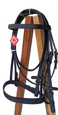 LEATHER HUNTER BRIDLE PLAIN, BLACK COLOUR, FULL/ COB/ PONY WITH PLAIN REINS