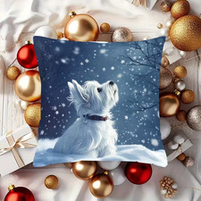Super Soft Westie Snow Scene Cushion Cover X 2  (45cm x 45CM) 