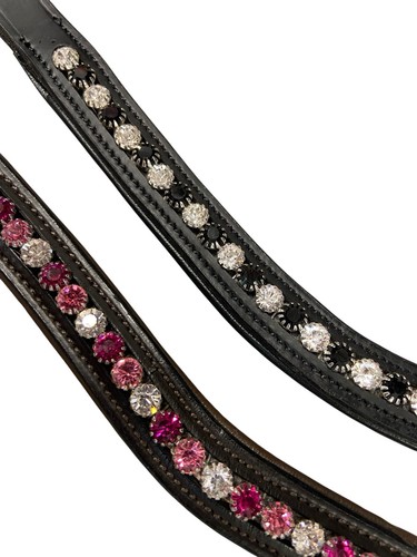 Diamante browband pink black - browband,