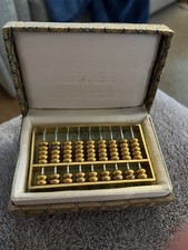 VINTAGE miniature Chinese abacus ,Brass and Marble base decorative