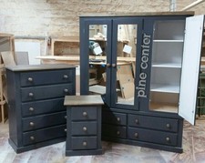 HANDMADE AYLESBURY NEXT DARK GREY & DARK OAK 3 PIECE BEDROOM SET (NO FLAT PACK)!