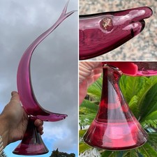 ?V RARE 17” LUCIANO GESPARI Salviati MURANO RUBY GLASS FISH SCULPTURE Collector