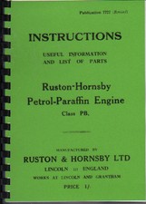Ruston-Hornsby Class PB Petrol Paraffin Instruction Parts Book