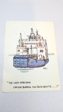 British Railways Car Ferry J Arthur Dixon Cartoon Postcard 'Borrow Deck Quoits'