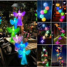 Hanging Wind Chime Colour Changing Solar Powered LED Angle Lights Garden  UK