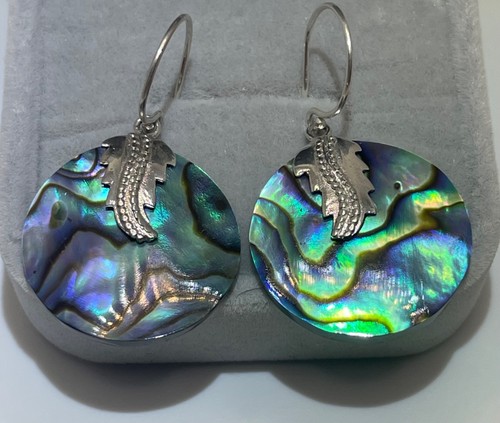 Abalone shell dangle earrings - shell,