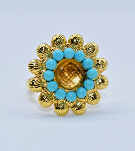 Citrine turquoise beads 14 k - turquoise,