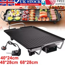 Electric Teppanyaki Table Top Griddle BBQ Hot Plate Barbecue Grill Pan L Size