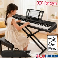 Portable 88 Keys Electric Keyboard w/Stand Headphone Semi-weighted Digital Piano