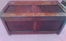 Antique Oak Coffer Blanket Box Panel, Wooden Trunk Mule Chest Coffee Table