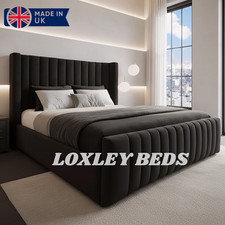 Ottoman Bed Winged Plush Velvet New York Divan Storage Double & King Size Bed