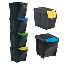 Sorting Bins Recycling Segregation Waste Stackable Lidded Black bin Set 20L 25L
